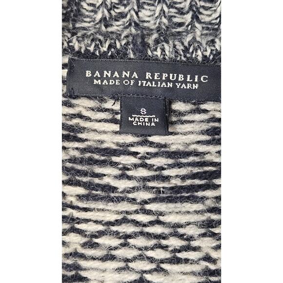 Banana Republic Navy & White Fair Isle Alpaca Blend Cardigan Sweater Size Small - Picture 6 of 10